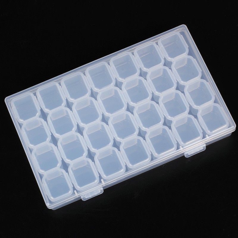 Nails Sewing Supplies 3 Pack 28 Grids Clear Plastic Organizer Box Plastic Jewelry Box Movable Dividers Earring Storage Containers Diamond Painting Storage Case for Cross Stitch Accessories