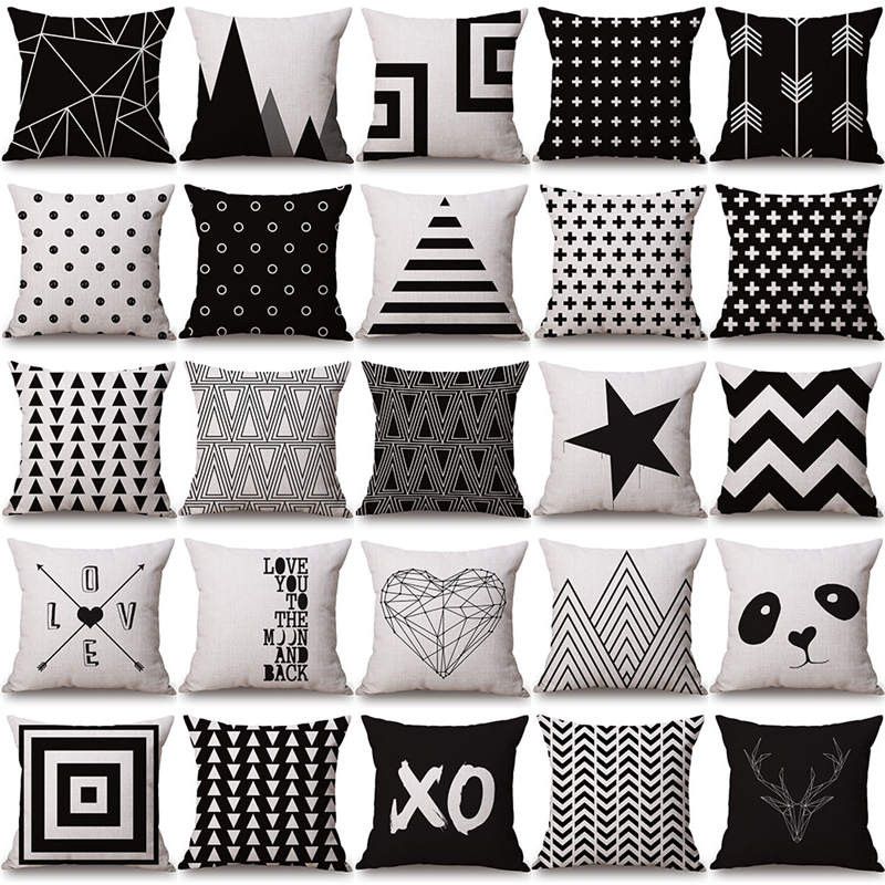 black white cushions