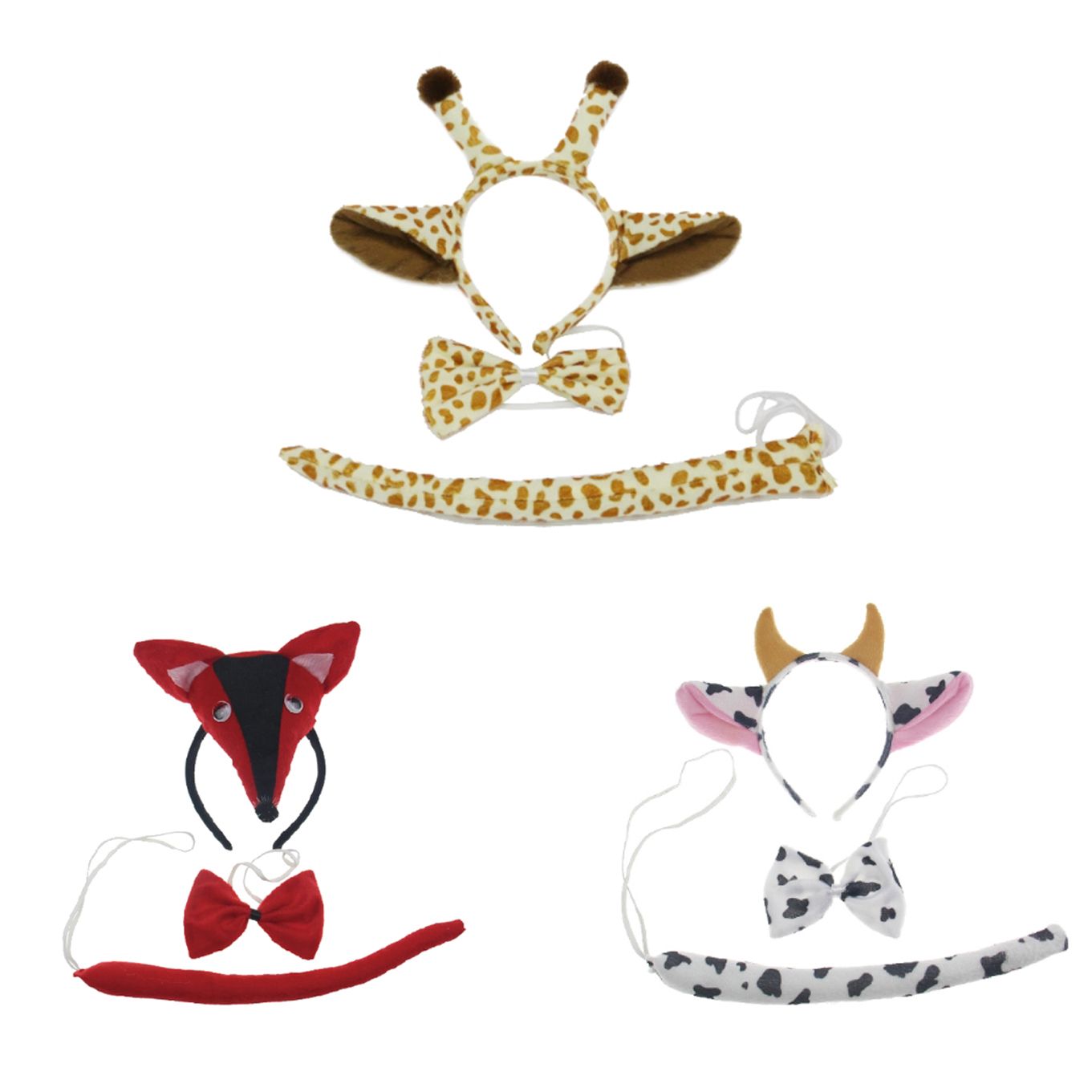 Childrens Cow Ears Tail Animal Childs Fancy Dress Costume Headband