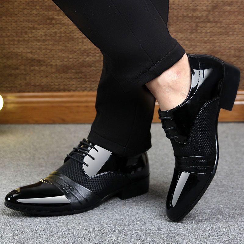 mens black patent shoes