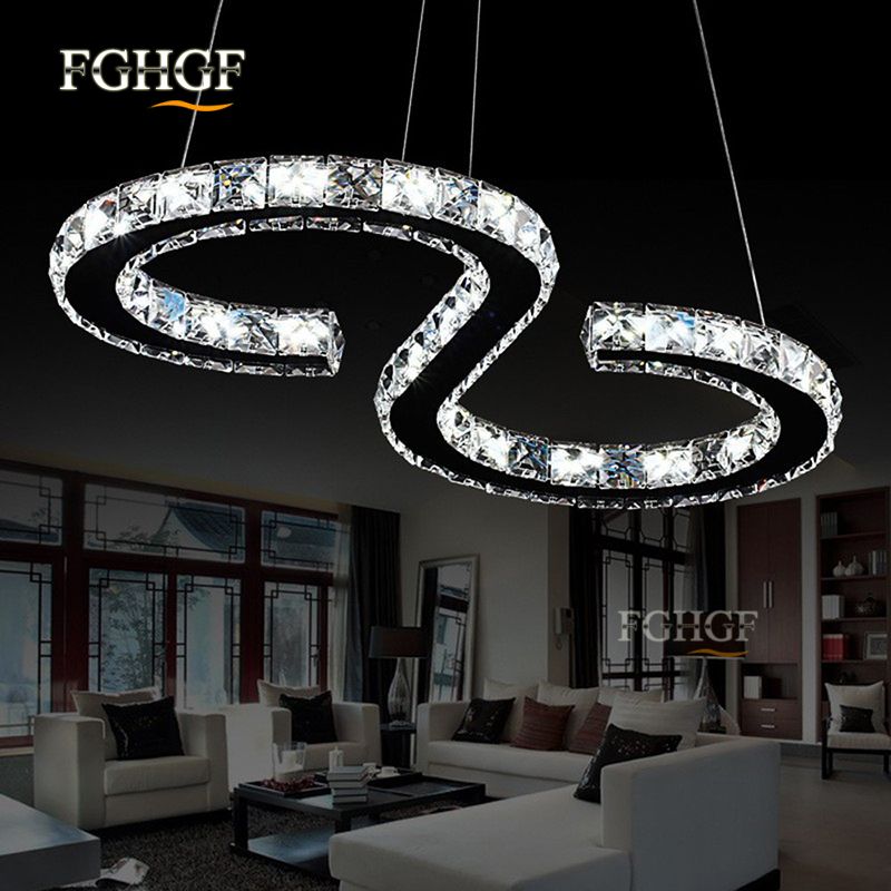 Chrom LED Decken Kristalle Lampe Leuchte Halbkreis Beleuchtung Wohn Ess Zimmer
