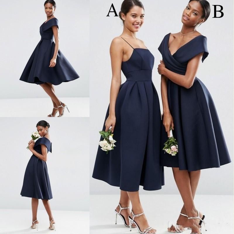 navy short bridesmaid dresses