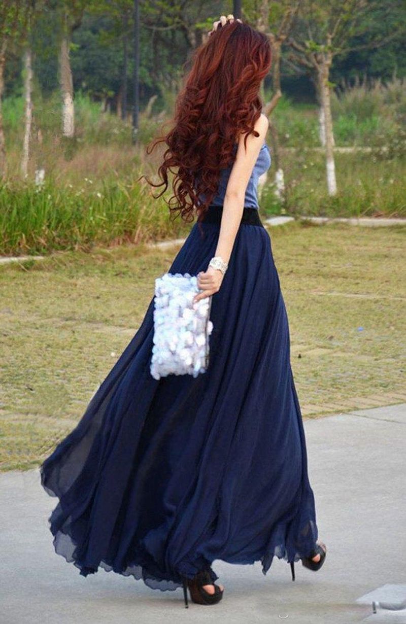 floor length chiffon skirt