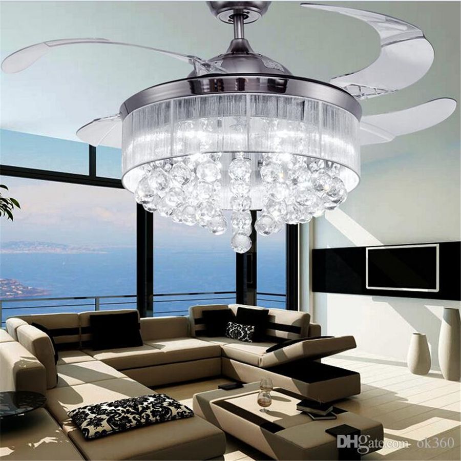 2019 Led Ceiling Fans Light Ac 110v 220v Invisible Blades Ceiling Fans Modern Fan Lamp Living Room Bedroom Chandeliers Ceiling Light Pendant Lamp From