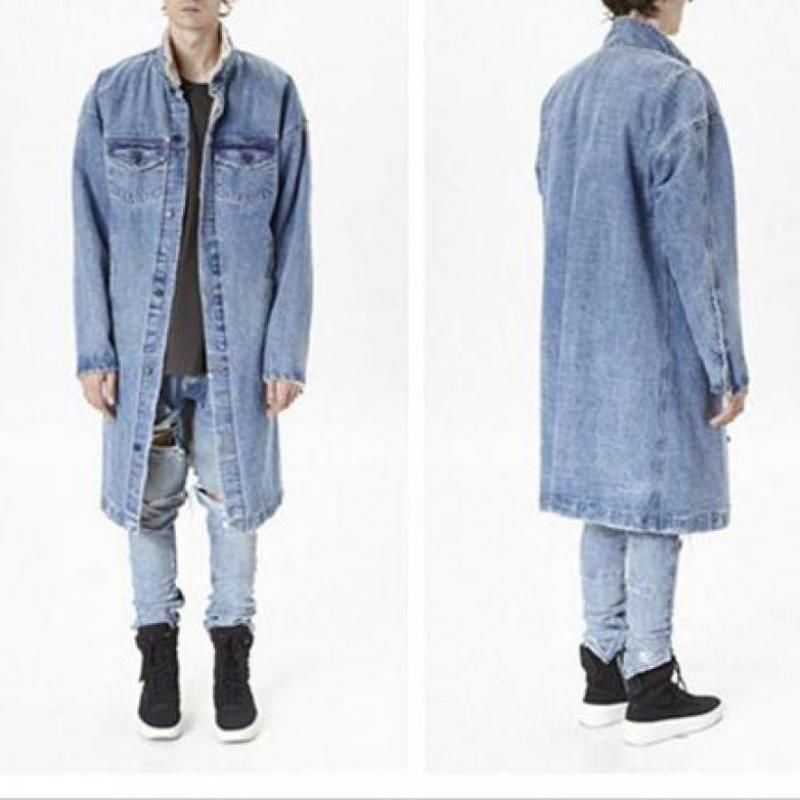 mens long denim coat