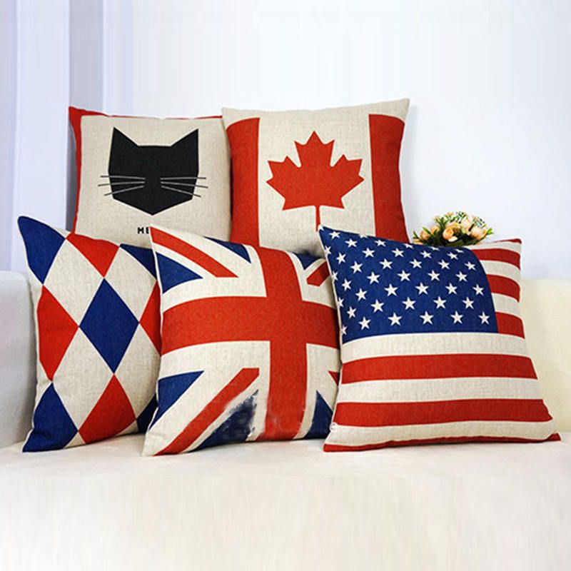 Pillow Cases Throw Pillow Covers Usa Uk Flag France Canada Leaves