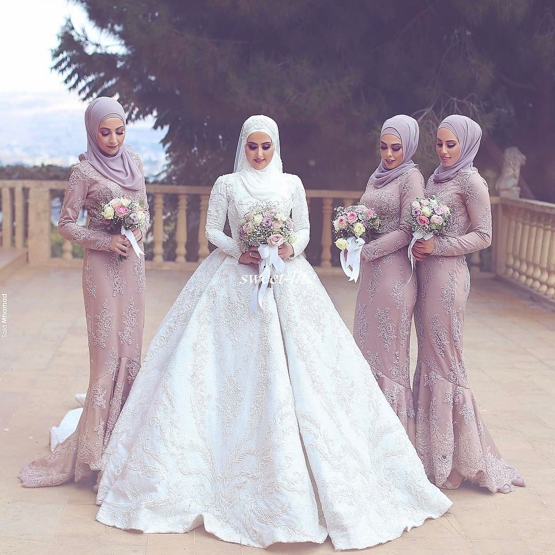 bridesmaid dress satin hijab