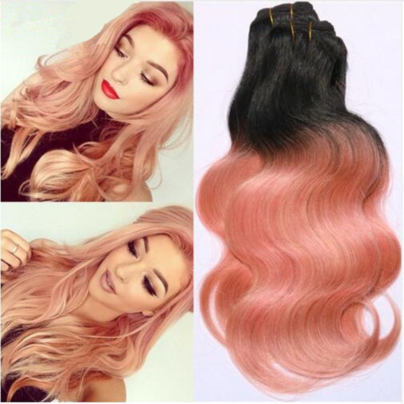 2019 Peruvian Body Wave Ombre Hair Extensions 8a Rose Gold Weave