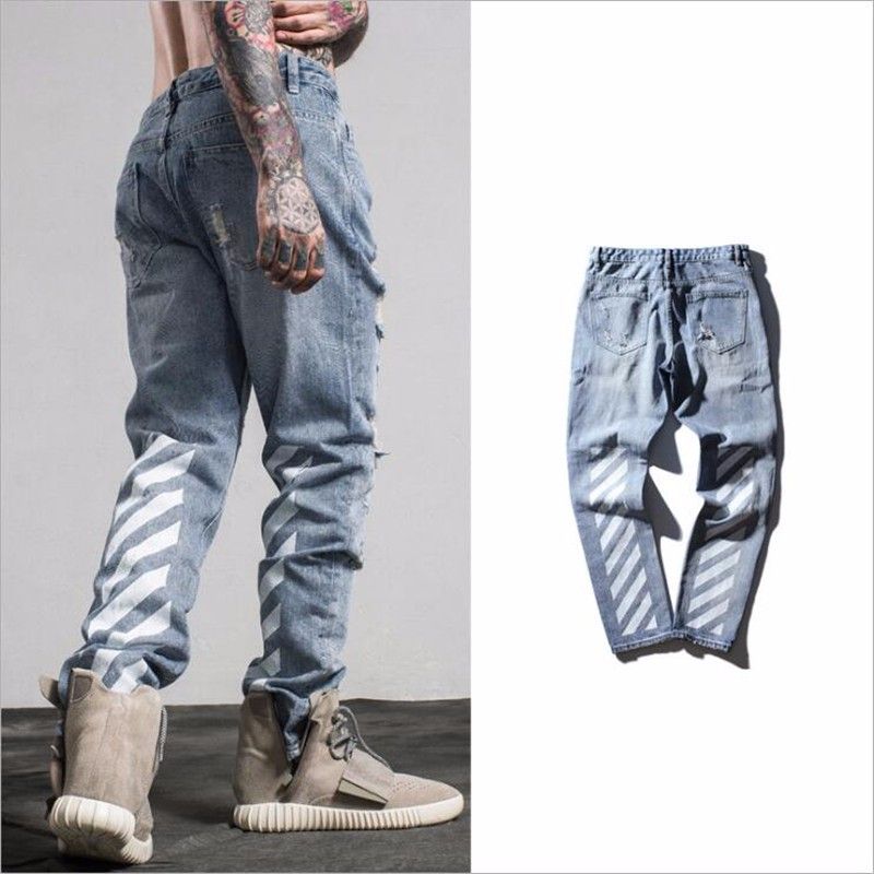 off white distressed jeans