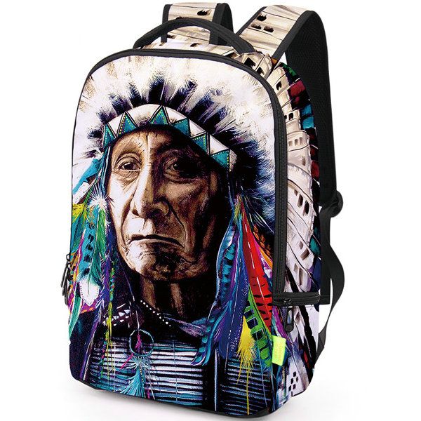 Indian Chief Logo Bag Unisex Leisure School Leisure Shoulder Backpack