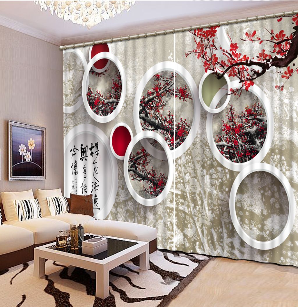 2019 Modern Living Room Curtains Plum Blossom Fashion Decor Home