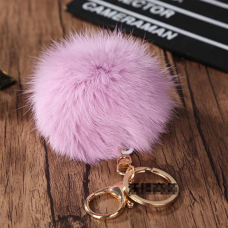 Fluffy Keychain Puff Ball 8cm Solid Color Rabbit Fur Ball Keychains