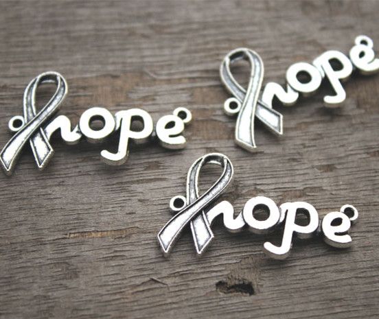 10 x Tibetan Silver Hope Awareness Ribbon Pendant Charms