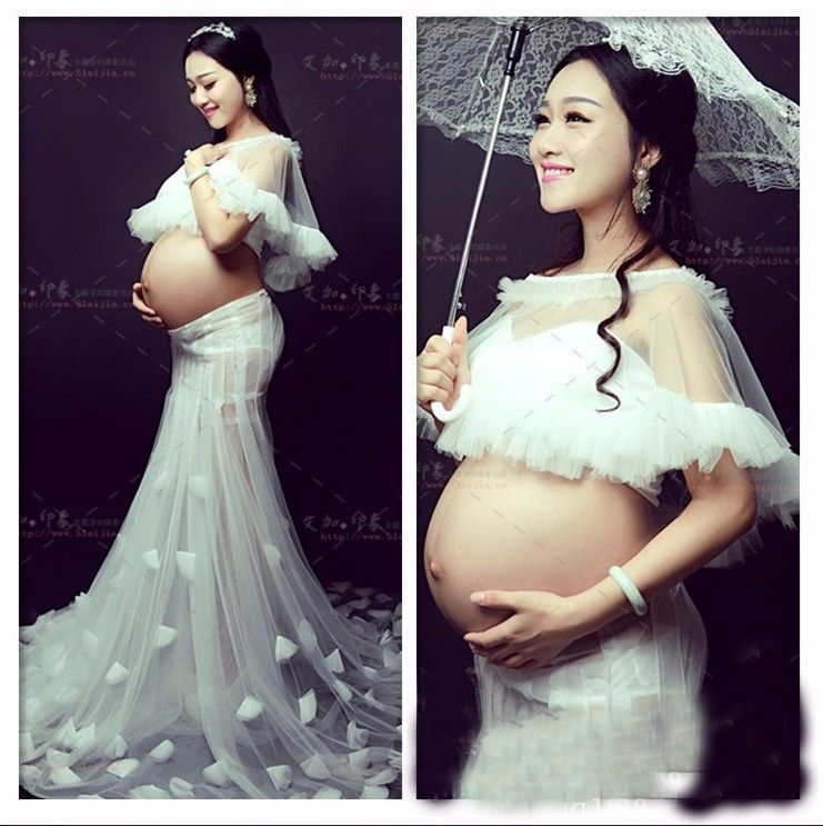 3pcs maternidad sesión de fotos vestido largo de encaje Transparant Vestido blanco de maternidad fotografía apoya 3pcs maternidad sesión de fotos vestido largo de encaje Transparant Vestido blanco de maternidad fotografía apoya