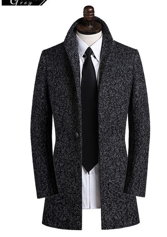 2020 Wholesale Grey 2016 Autumn Trench Coat For Men Medium Long Wool ...