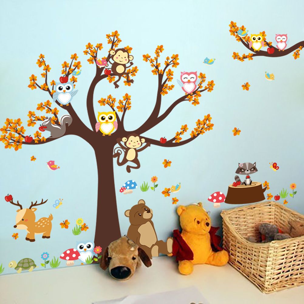 Bear On A Branch Vinyl Wall Sticker Art Kids Room Décor Girls Boys Nursery