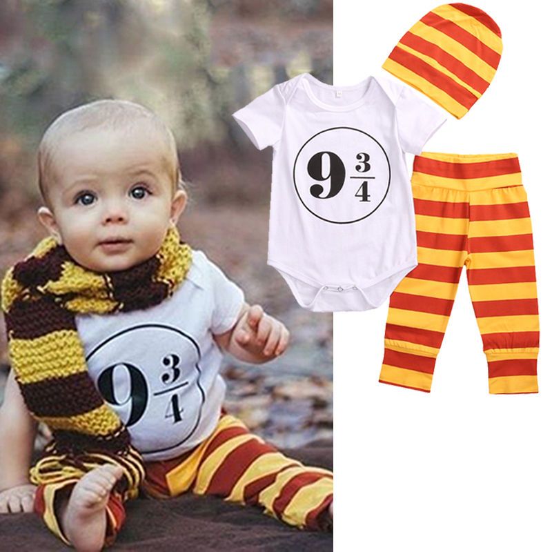 Neugeborene Baby Jungen Mädchen Harry Potter Kleidung Strampler Hose Hut Set 