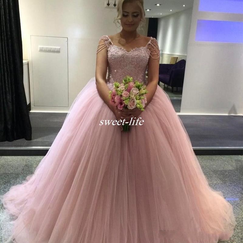 pink wedding dress plus size