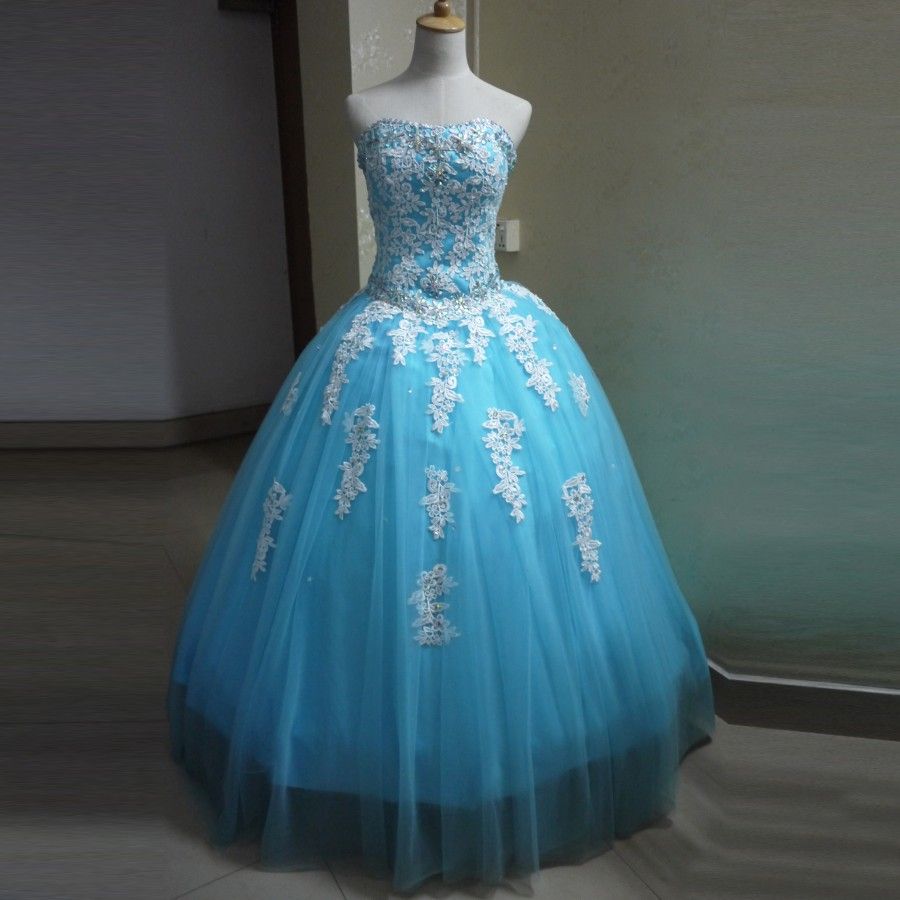 Cheap Party Dresses For Girls 15 Years Ball Gown Strapless White Lace