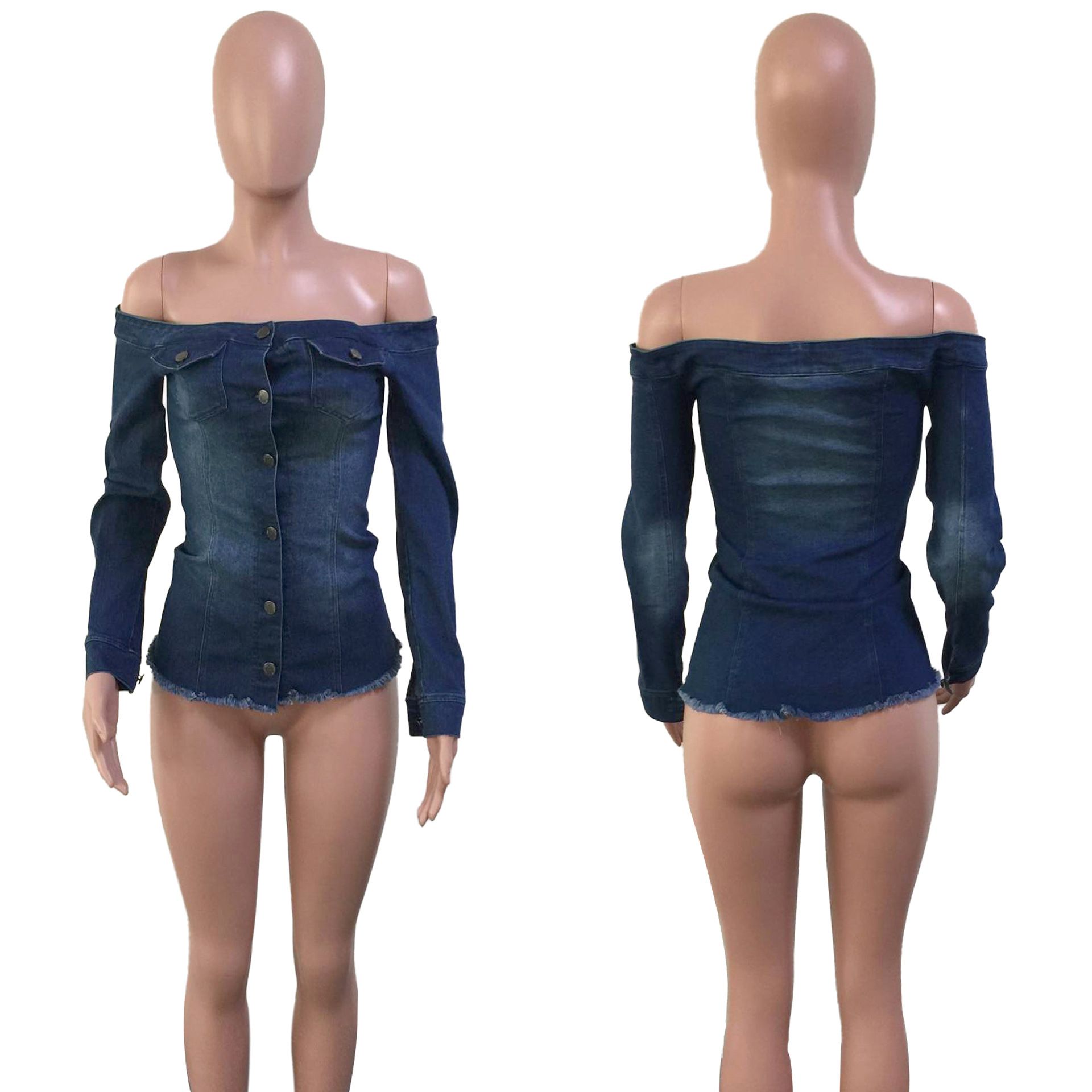 shoulderless jean jacket