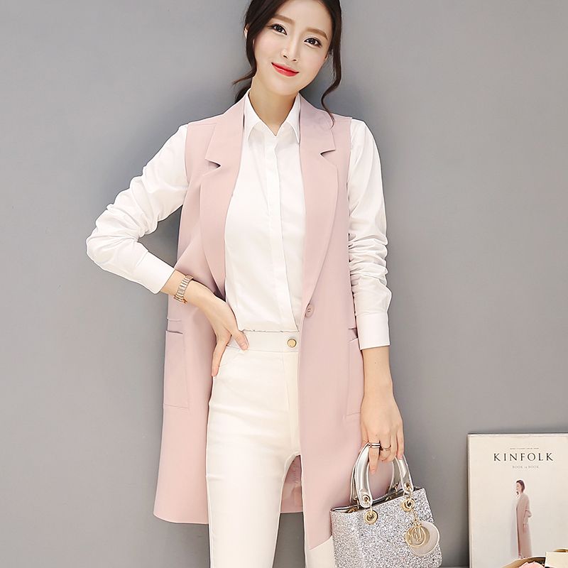 pink sleeveless jacket
