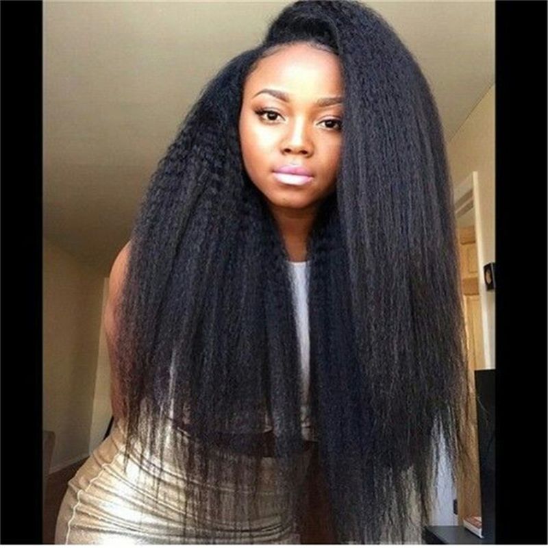 Thick Kinky Straight Full Lace Human Hair Wigs For Black Women