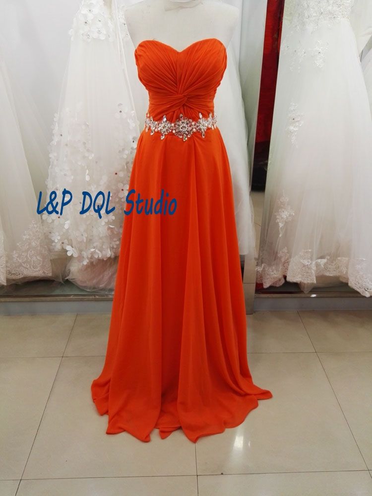 orange bridesmaid dresses long