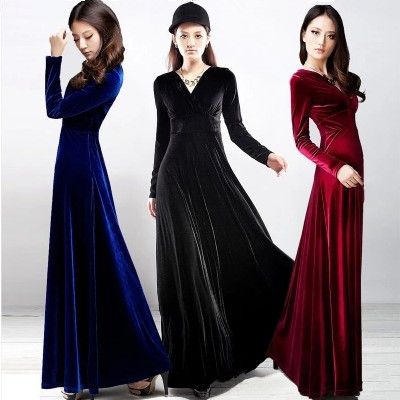 velvet long frocks designs