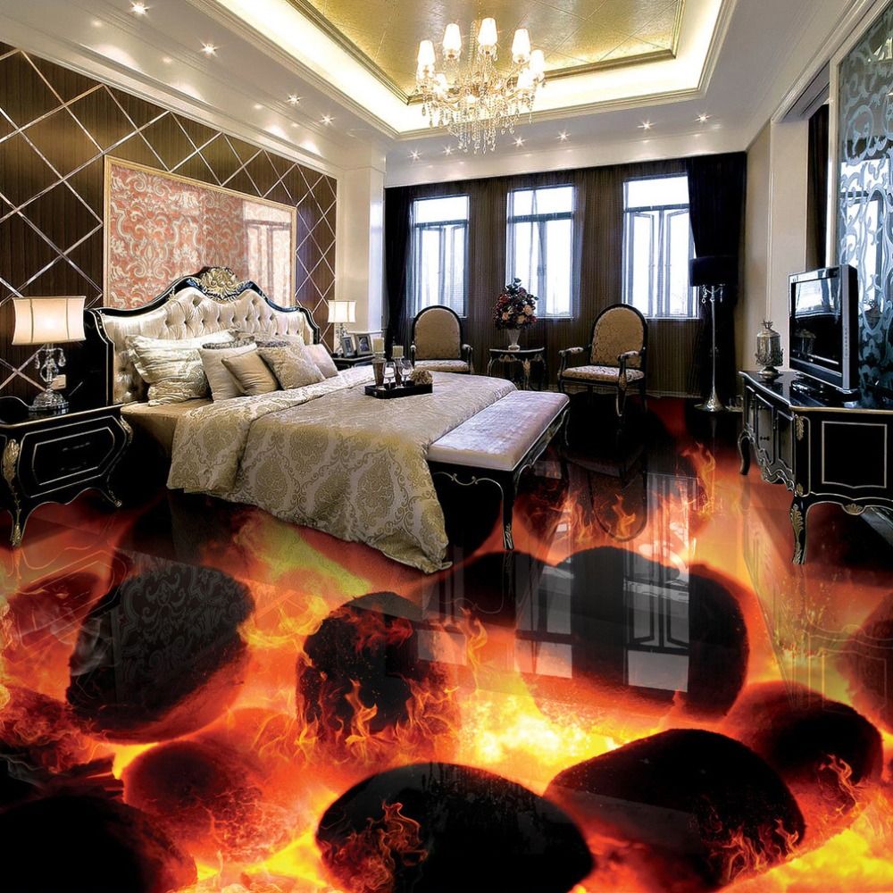 Wholesale Custom 3d Flooring Murals 3d Stereo Stones Flame