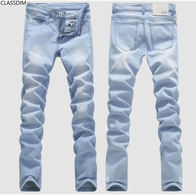 Compre Pantalones Vaqueros Delgados De Algodón De Color Claro Para Hombres  Del Verano, Pantalones De Mezclilla Rectos De Longitud Completa, Estilo  Popular Juvenil Tamaño 28 36 A 15,72 € Del Q407604608 | Es.Dhgate.Com