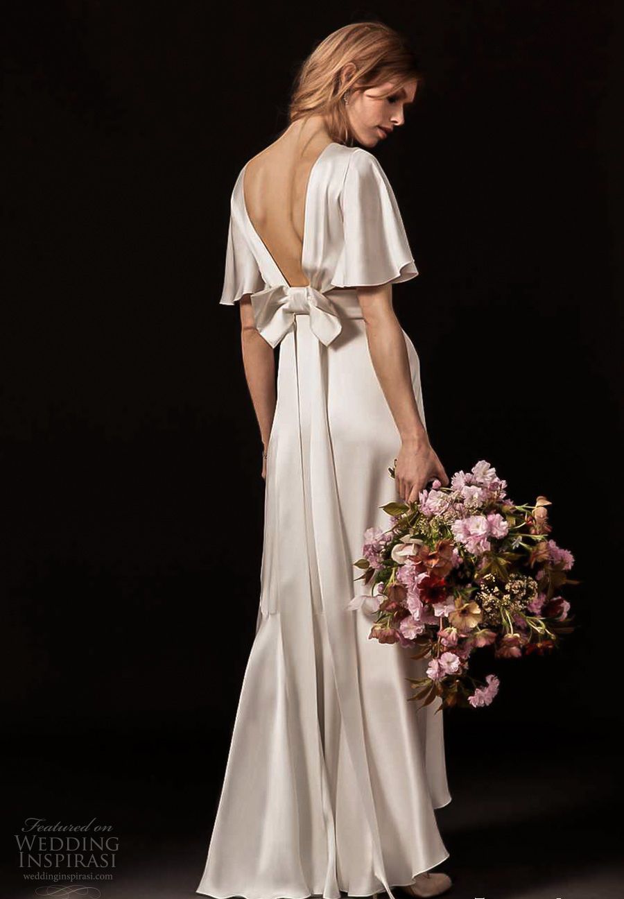 Simple limpio retro Una línea de campana corta mangas vestidos de novia 2018 temperley londres vestidos Simple limpio retro Una línea de campana corta mangas vestidos de novia 2018 temperley londres vestidos