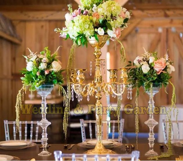 2019 68cmh Gold Or Silver Wedding Flower Vase Metal Candelabras