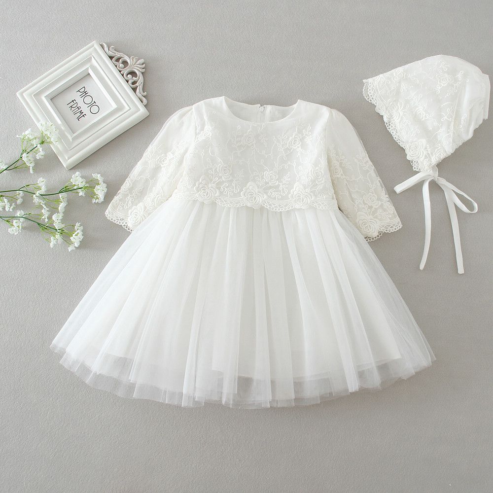 long sleeve lace christening gown
