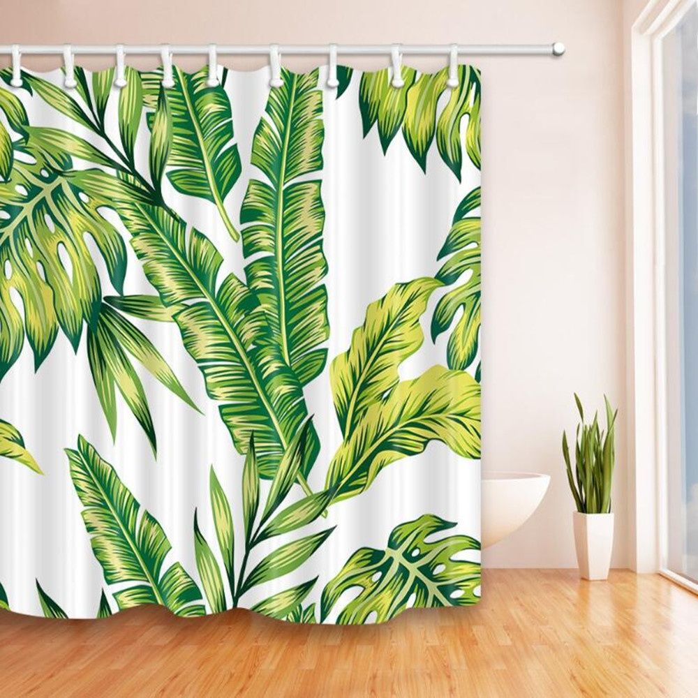 2020 Banana Leaves Shower Curtain Bathroom Decor Green Plant Waterproof Polyester Fabric Home Bath Accessories Curtains Sets 70 X 70 Inch From Party8 12 34 Dhgate Com