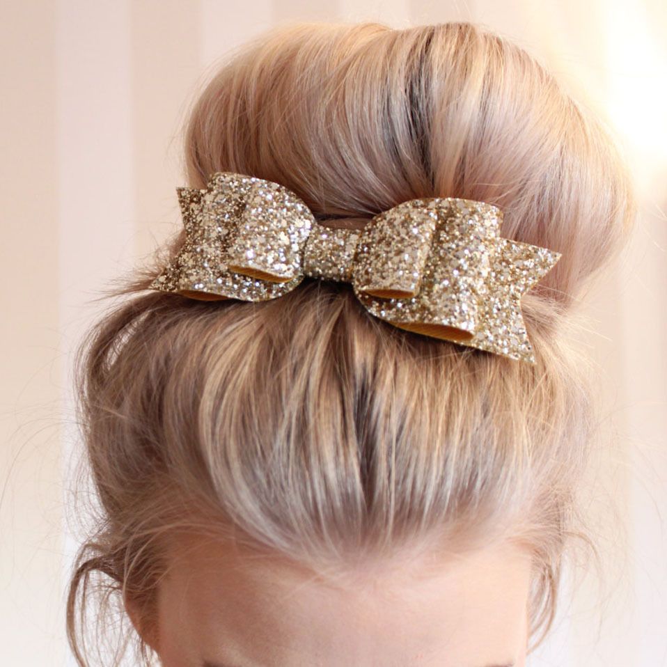 Lady Girl Shiny Big Bow Hairpin Women Beautiful Hair Clips Party