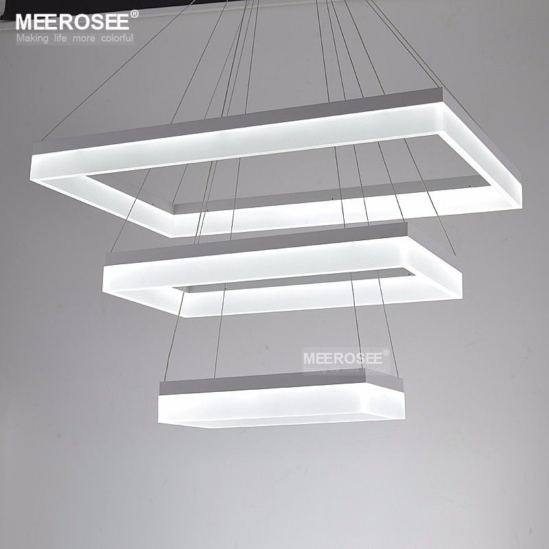 Modern Led Chandelier Lights Acrylic 3 Rectangles Suspension - Rectangular Drum Pendant Lighting Modern Led Chandelier Lights Acrylic 3 Rectangles Suspension - Rectangular Drum Pendant Lighting