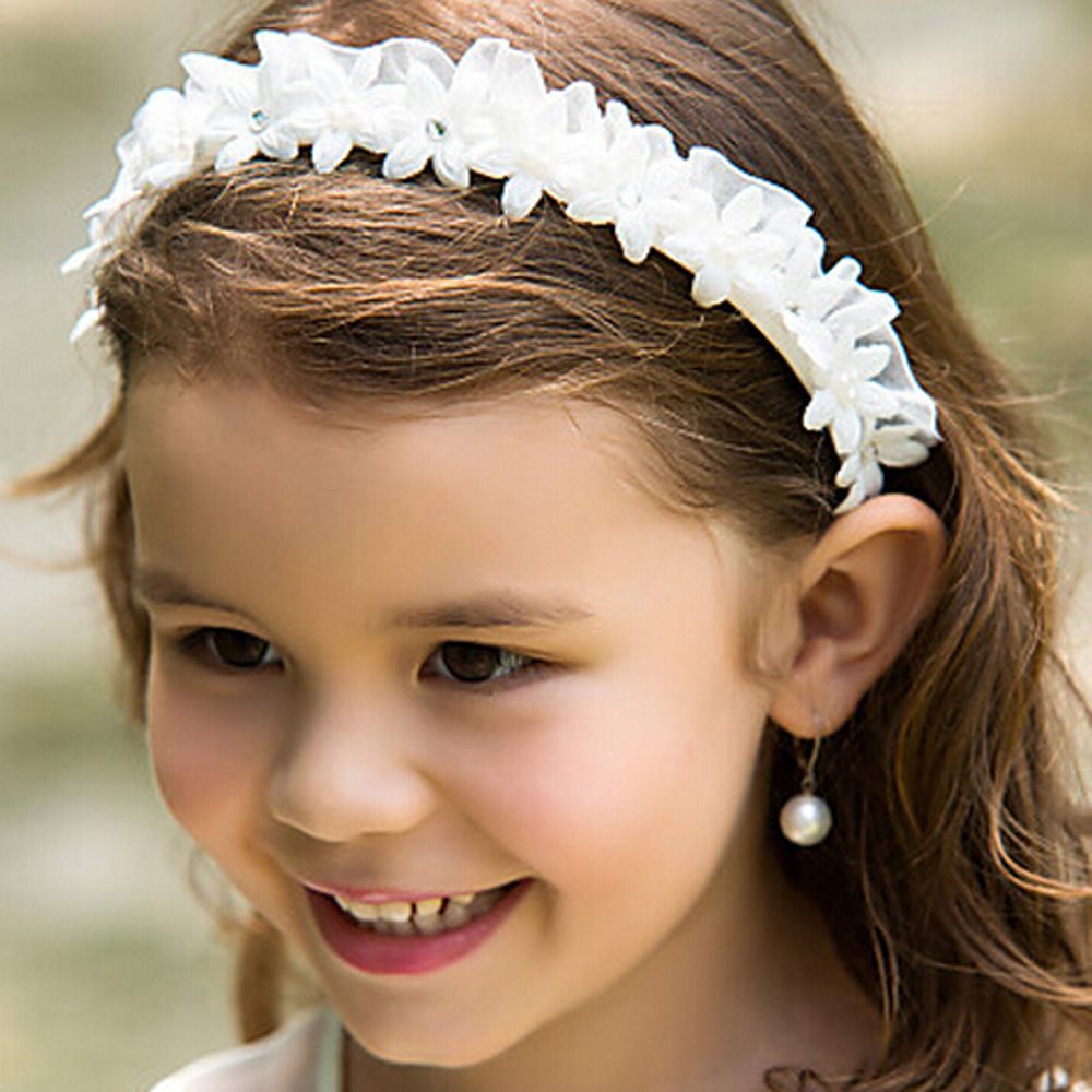 White Flower Girl Headbands Wedding Hair Accessories For Children