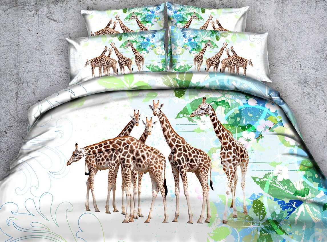New Five Striped Giraffe 3d Printed Bedding Set Twin Full Queen