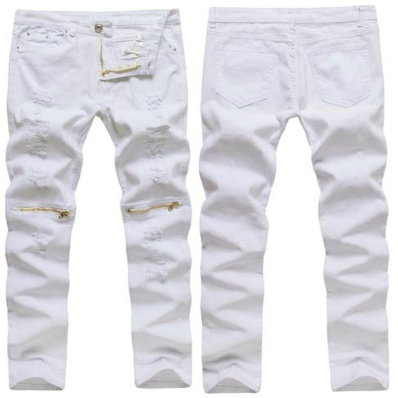 white ripped cargo pants