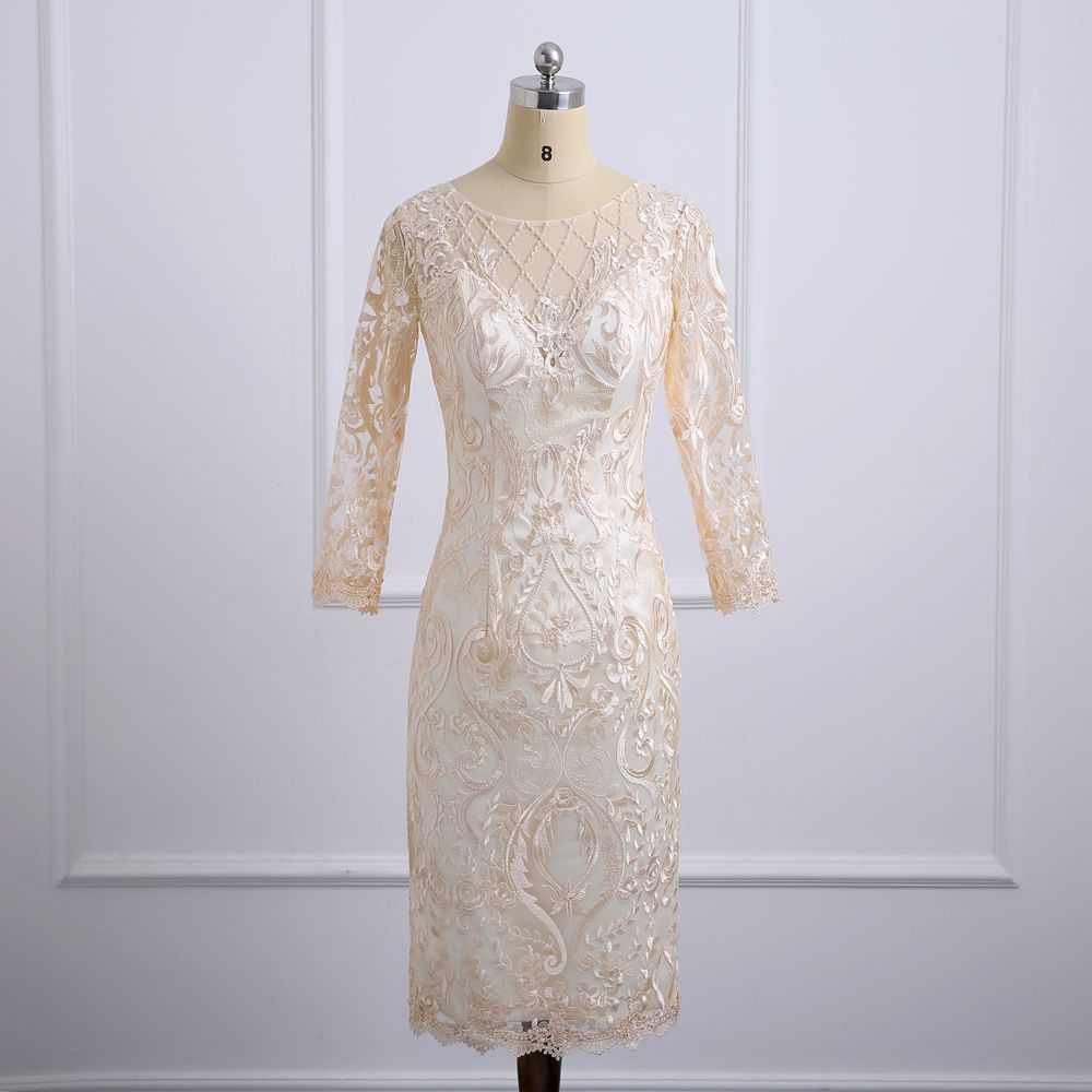 mother of the bride dresses champagne color tea length
