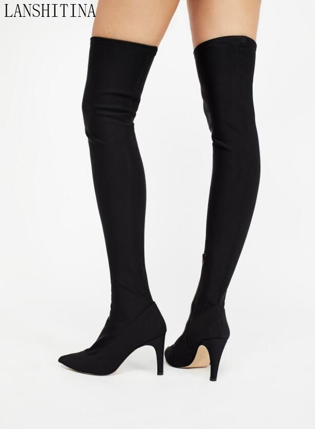 Compre 2017 Mulheres Ponto Toe Longo Botas Over The Knee Booties Mulheres Stretch Elastic Pano Coxa Botas Altas Sapatos De Festa De Weloveshoes, $503,61 | Pt.Dhgate.Com