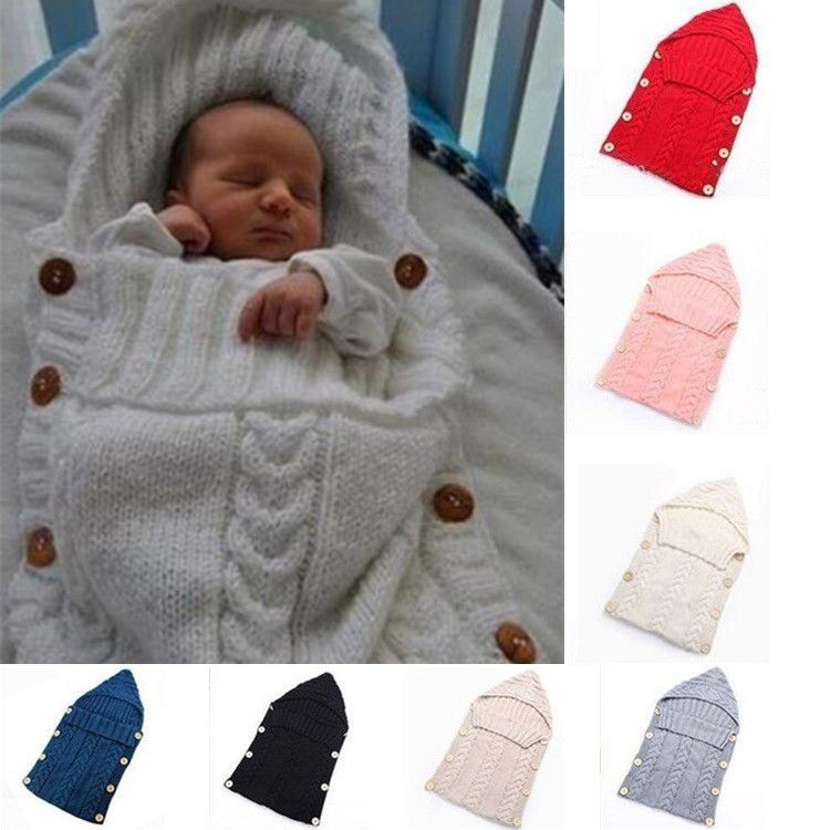 Swaddle Wrap Baby Blanket Newborn Infant Knit Crochet Cotton Sleeping bag
