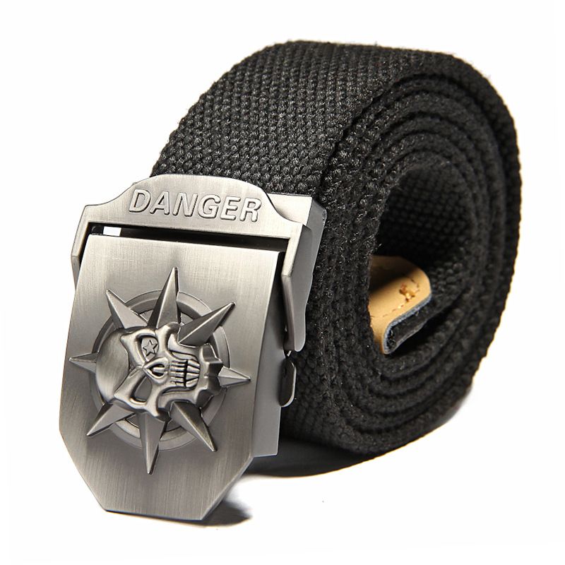 Cool Belts Part - 28: Fashion Menu0027s Canvas Belt Skull Metal Tactics Woven Belt Canvas Belt Casual Pants Cool Wild Gift ...