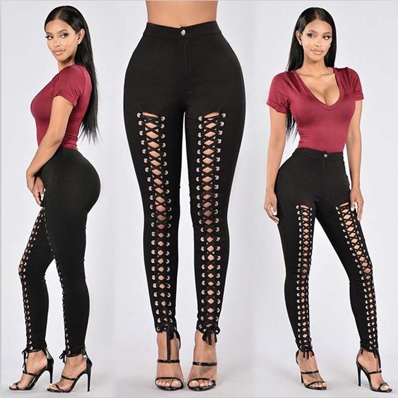 Acquista Leggings Donna Leggins Elastici Hollow Out Strappato Gothic Push  Up Cross Strap Bandage Slim Nero Bianco Sexy Fori Solido Leggings YJ0247 A  8,49 € Dal Enjoy_shopping_here | DHgate Italy