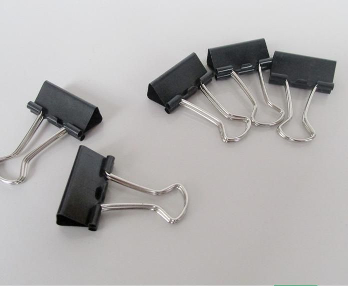 60Pcs 15mm Metal Desk Paper Document Office Stationery Binder Clips Black