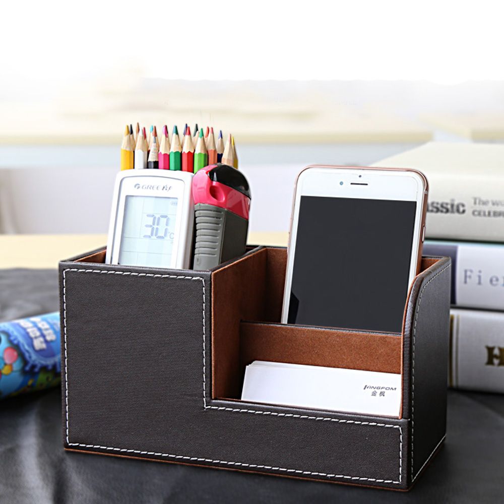 Best Multifunctional Leather Office Desk Organizer Desktop Multifunctional Leather Office Desk Organizer Desktop Stationery Storage Box Collection Business Card Pen
