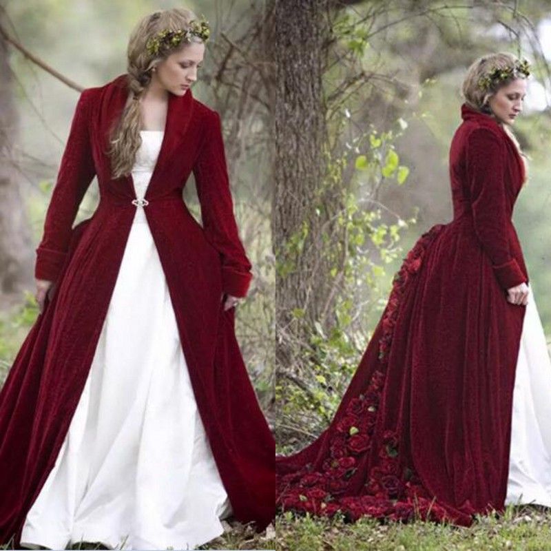 wedding dress with burgundy