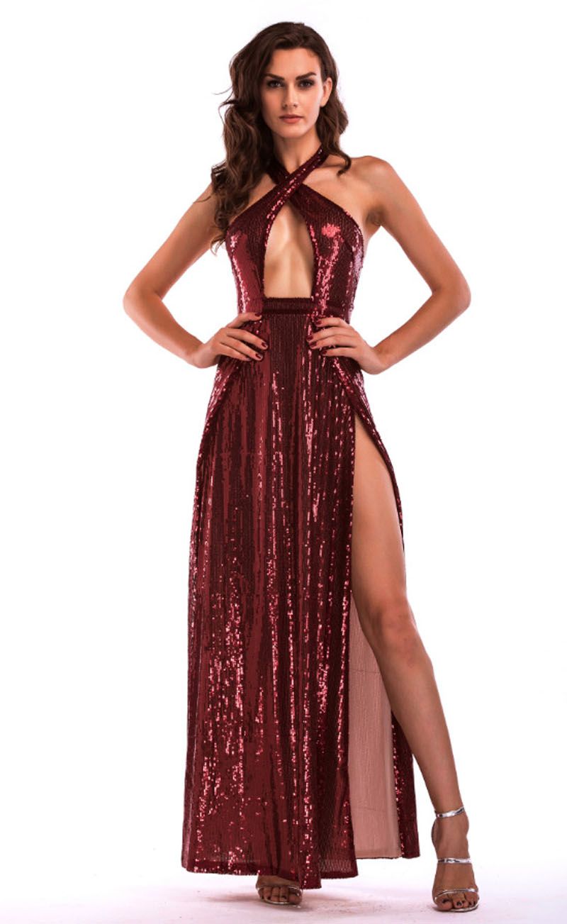high cut maxi dress