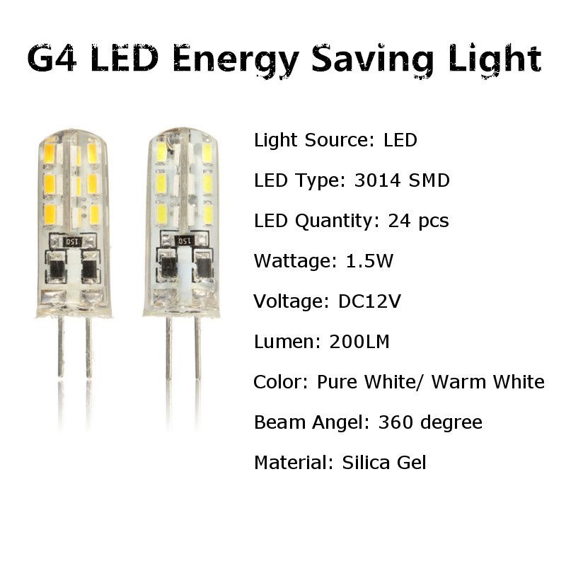 Siege bevægelse bagværk Best Price DC12V 1.5W G4 LED Light 200 Lumen 3014 SMD 24 LED Energy Saving  Light Bulb Silica Gel Lamp Pure Warm White From Lotmix, $0.55 | DHgate.Com
