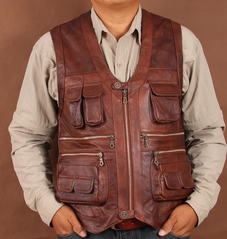 2019 Chris Pratt Jurassic World Cow Genuine Leather Vest Men S Waistcoat Jacket Tank Top Multiple Pockets From Happy Snow 60 38 Dhgate Com